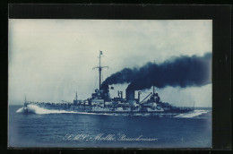 Delcampe - AK Panzerkreuzer SMS Moltke Unter Volldampf - Warships