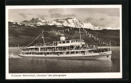 Delcampe - AK Bodensee-Motorschiff Schwaben Mit Säntisgruppe - Autres & Non Classés
