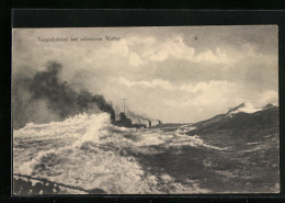 Delcampe - AK Torpedoboot Bei Schwerem Wetter - Warships