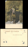 Delcampe - South Africa A ZULU CHIEF Old Postcard Native House Hut Black Man Salute, Ethnic - Ohne Zuordnung
