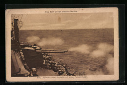 Delcampe - AK Abfeuern Einer Breitseite Auf Einem Panzerkreuzer - Warships