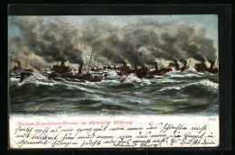Delcampe - AK Hochsee-Torpedoboots-Division Bei Stürmischer Witterung - Warships