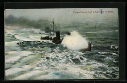 Delcampe - AK Torpedoboot Bei Schwerem Wetter - Warships