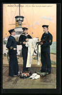 Delcampe - AK Kleider-Musterung Auf Einem Kriegsschiff - Warships