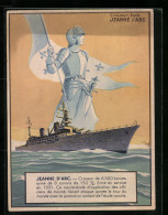 Delcampe - CPA Illustrateur Jeanne-d`Arc, Croiseur De 6500 Tonnes Arme 8 Canons De 152mm - Warships