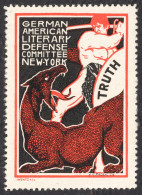 Delcampe - USA GERMANY New York German American Literary Defense Committee WW1 War LABEL CINDERELLA VIGNETTE Dragon Sword - 1. Weltkrieg