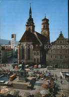 Delcampe - STUTTGART  CITY Schillerplatz Blumenmarkt Denkmal Kirche - Stuttgart