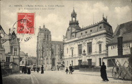 Delcampe - CPA Banque Dreux L'eglise St Pierre La Caisse D'Epargne Et Le Monument Eleve A Louis Terrier - Banche