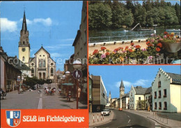 Delcampe - Selb Marktplatz Kirche Fluss Strassenpartie - Selb