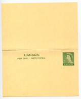 Delcampe - Canada 1960 Mint Postal Reply Card; Unitrade UY93 - 2c. Queen Elizabeth II - 1953-.... Règne D'Elizabeth II
