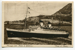 Delcampe - Conte Di Savoia - Cartolina Della Nave "Passaggio Nello Stretto Di Gibilterra" - Poststempel