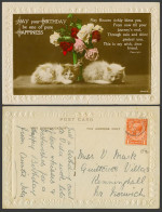 Delcampe - Cats Kittens, May Your Birthday One Of Pure Happiness 1927 Old Embossed Postcard - Katten