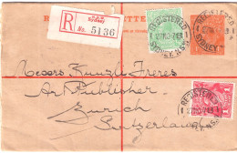 Delcampe - AUSTRALIA 1918 REGISTERED ENVELOPE SENT FROM SYDNEY TO ZUERICH - Interi Postali