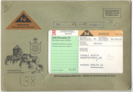 Delcampe - VADUZ CASTLE,  POST LOGO, CUSTOMS ZOLL C1, CASH ON DELIVERY POSTAGE PAID COVER, 1983,  LIECHTENSTEIN; - Lettres & Documents