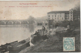 Delcampe - Z++11-(82) MOISSAC - LE PONT NAPOLEON ET LES BORDS DU TARN EN HIVER - ANIMATION - 2 SCANS - Moissac