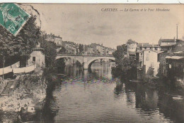Delcampe - Z++10-(81) CASTRES - LE CARRAS ET LE PONT MIREDAME - LAVANDIERES - 2 SCANS - Castres