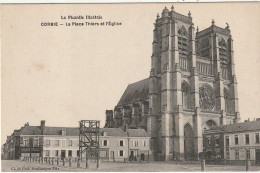 Delcampe - Z++9-(80) CORBIE - LA PLACE THIERS ET L' EGLISE - RESTAURANT DE LA PLACE THIERS - 2 SCANS - Corbie