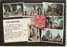 Delcampe - Z++8-(79) CHEF BOUTONNE - CARTE MULTIVUES COULEURS :  PRESENTATION DE LA VILLE , EGLISE , CHATEAU ... - Chef Boutonne