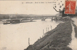 Delcampe - Z++7-(78) MEULAN - BORDS DE SEINE - LE GRAND BRAS - REMORQUEUR , PENICHES - 2 SCANS - Meulan