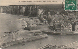 Delcampe - Z++5-(76) ST VALERY EN CAUX - VUE GENERALE ET LES FALAISES ( AMONT ) - 2 SCANS - Saint Valery En Caux