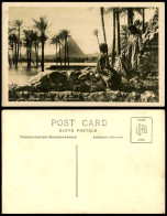 Delcampe - Egypt Old Real Photo Postcard Cairo Scene Near Pyramids Giza Girl Boy Palm Trees - Sonstige & Ohne Zuordnung