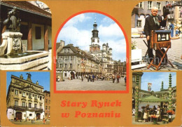 Delcampe - Poznan Posen Stary Rynek W Poznaniu Brunnen Rathaus Leierkastenmann Jahrmarkt - Polen