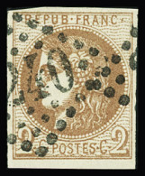 Delcampe - Obl N°40B 2c Brun-rouge Obl. GC, TB. Signé Scheller - 1870 Ausgabe Bordeaux
