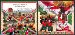 Delcampe - Burundi 2012 Royal Fighters And Dancers  2 S/s, Mint NH, Performance Art - Various - Dance & Ballet - Folklore - Tanz
