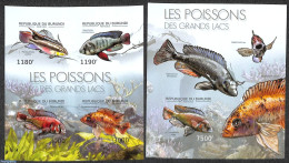Delcampe - Burundi 2012 Fish From The Great Lakes  2 S/s, Imperforated, Mint NH, Nature - Fish - Fische