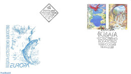 Delcampe - Bulgaria 2001 Europa, Water 2v, First Day Cover, History - Nature - Europa (cept) - Birds Of Prey - Deer - Water, Dams.. - Briefe U. Dokumente