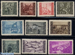 Delcampe - Slovenia 1945 Definitives 10v A(10.5:11.5), Unused (hinged), Nature - Transport - Cattle - Fish - Wine & Winery - Ship.. - Fische