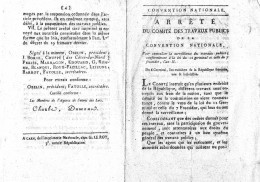 Delcampe - 1794/ARRETE DU COMITE DE TRAVAUX PUBLICS DE LA CONVENTION NATIONALE Pour Centraliser La Surveillance Des Travaux Publics - Non Classificati