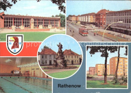 Delcampe - Rathenow Volksschwimmhalle Wilhelm-Pieck-Strasse Denkmal Kurfuersten - Rathenow