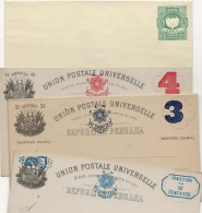 Delcampe - Peru - 4 Ungebrauchte Alte Ganzsachen, Postal Stationary, 3 X Mit Überdruck - Perù
