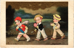 Delcampe - PC ARTIST SIGNED, E. COLOMBO, CHILDREN, WIND, Vintage Postcard (b66264) - Colombo, E.