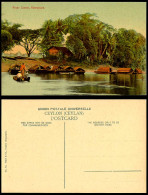 Delcampe - Ceylon Old Colour Postcard River Scene Ratnapura Native Sampans Boats Palm Trees - Sri Lanka (Ceylon)