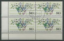 Delcampe - Bund 1987 Sängerbund Notenschlüssel 1319 4er-Block Ecke 3 Gestempelt (R80169) - Gebraucht