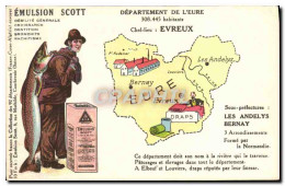 Delcampe - CPA Carte Geographique Emulsion Scott Eure Evreux - Landkarten