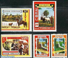 Delcampe - Central Africa 1970 Operation Bokassa 5v, Mint NH, Nature - Various - Cattle - Horses - Insects - Textiles - Textil