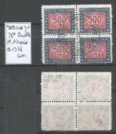 Delcampe - Specializzazione Segnatasse L.500 Stelle 3° Tipo 25° DESTRA ALTA - MASCHERINA PICCOLA - Quartina Usata D.13¼ Lineare - Postage Due