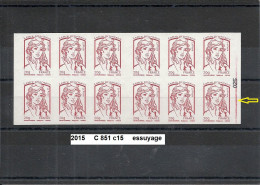 Delcampe - Variété Carnet Adhésifs De 2015 Neuf** Y&T N° C 851 C15 Assuyage N° 025 - Markenheftchen