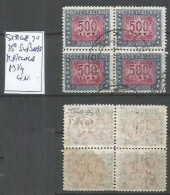 Delcampe - Specializzazione Segnatasse L.500 Stelle 3° Tipo 25° SINISTRA BASSA - MASCHERINA PICCOLA - Quartina Usata D.13¼ Lineare - Postage Due