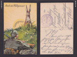 Delcampe - Vintage Postcard WWI Feldpost 1917 Easter Greetings Rabbit In Trench Humor - Ostern