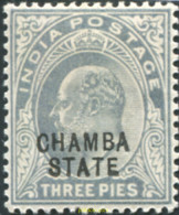 Delcampe - 792031 HINGED CHAMBA 1903 SELLOS DE INDIA INGLESA DE 1902-09 (EDUARDO VII) SOBRECARGADOS - Chamba