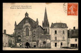 Delcampe - 79 - AIRVAULT - PLACE ET EGLISE ST-PIERRE - VOIR ETAT - Airvault