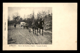 Delcampe - 55 - COMMERCY - CHEMIN DES CARRIERES D'EUVILLE - TRANSPORT DE PIERRE - ATTELAGE DE CHEVAUX - EDITEUR MAGNAC - Commercy