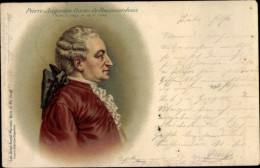 Delcampe - Lithographie Schriftsteller Pierre Augustin Caron De Beaumarchais, Portrait - Historische Persönlichkeiten