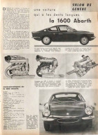 Delcampe - Article Papier 1600 ABARTH Avril 1963 AMB 204 - Non Classés
