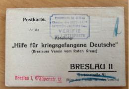 Delcampe - Carte Pour PG Allemands 1917 ( Croix-Rouge De Wroclaw) Pour Le Chantier Des Sept-Laux Vérifié Par Interprète  Voir Scans - 1. Weltkrieg 1914-1918
