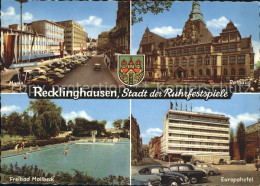 Delcampe - Recklinghausen Westfalen Freibad Mollbeck Rathaus Europahotel Markt - Recklinghausen